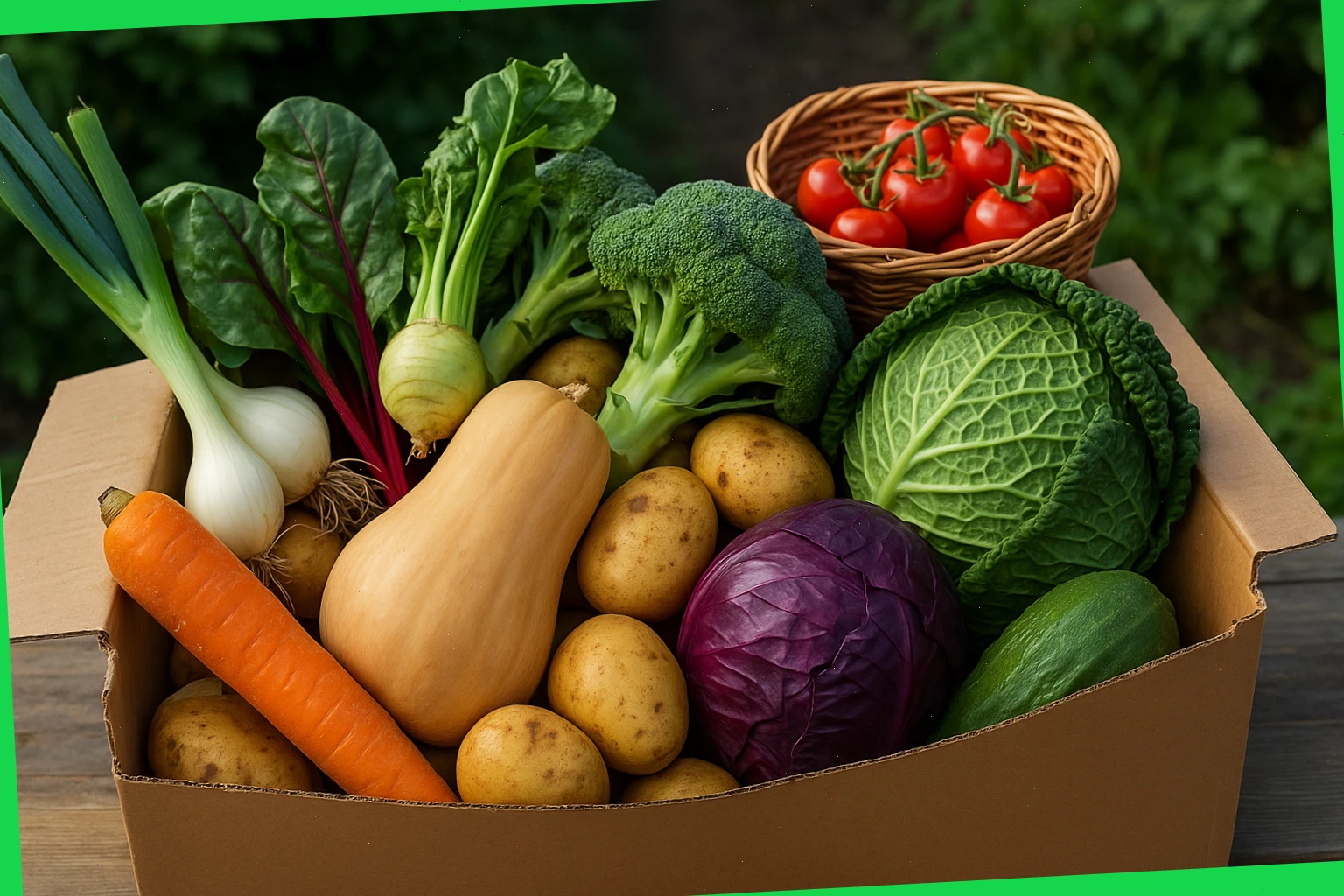 Seasonal veg box with simple swap tips for Bristol deliveries